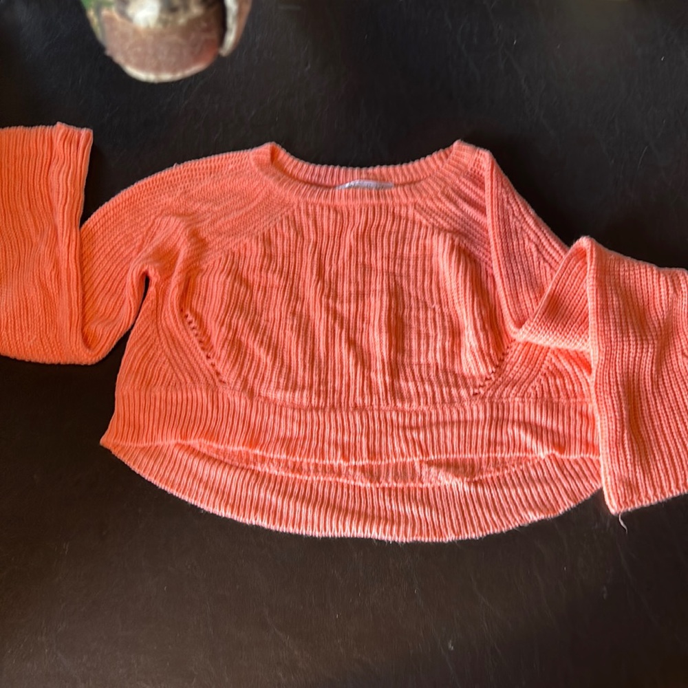 Peach-Colored Woven Crop Top